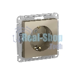 Механизм розетки 1-м СП AtlasDesign с заземл. защ. шторки 16А шампань SchE ATN000545
