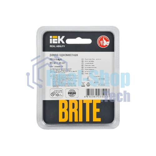 Рамка 1-местная IEK BRITE РУ-1-1-БрА (BR-M12-M-K47) металл алюминий