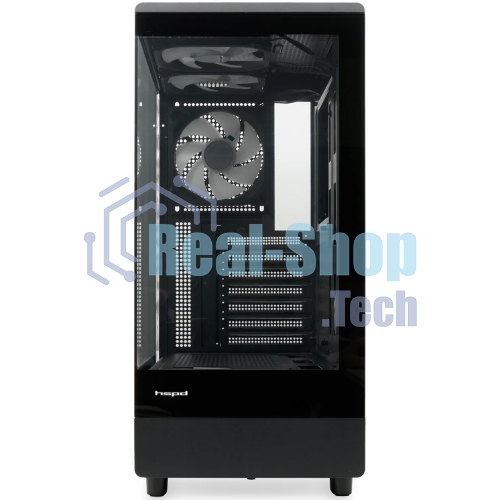 Компьютерный корпус HSPD F510, Panoramic Mid Tower, черный, TG, 0.5 SPCC, 3x120мм ARGb ATX, mATX, mITX 180/280/160мм 1x2.5