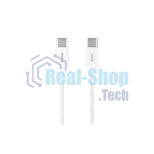 Кабель OLMIO SIMPLE, Type-C - Type-C, 60W 3A, 1.2м, тканевая оплетка, белый