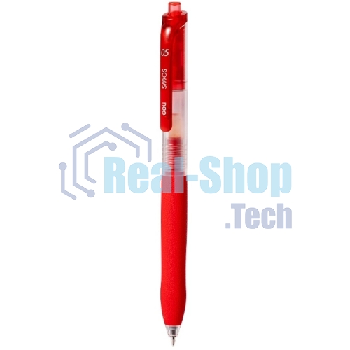 Ручка гелевая автоматическая Deli EG075-RD, d=0.5мм, красные чернила, резиновая манжета