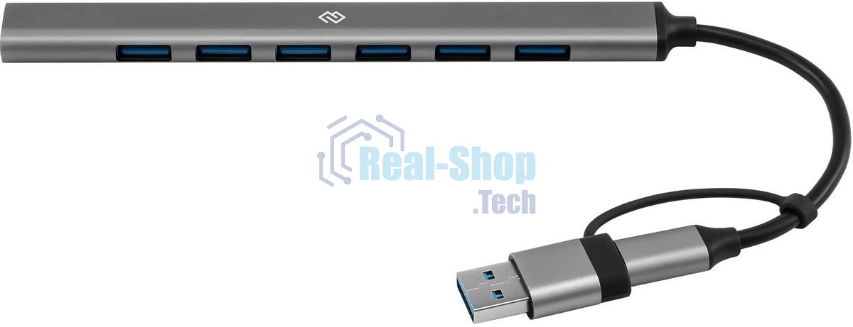 USB-концентратор Digma DHUB-7USB-AC-2.0, USB-C + USB-A, USB 2.0 7 портов, USB