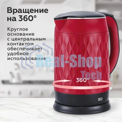 Чайник электрический BQ KT1715P Red-Black. Мощность:1800 Вт, Объем 1.7 л