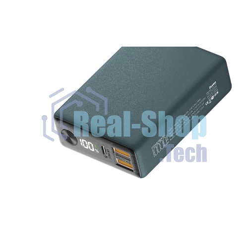 Портативный аккумулятор OLMIO QX-10, 10000mAh, 22.5W, QuickCharge3.0/PowerDelivery, LCD, темно-зеленый