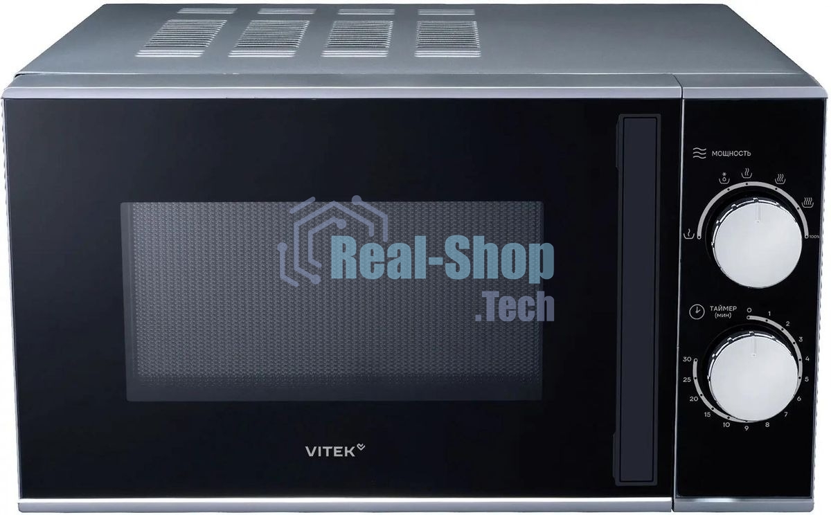 Микроволновая печь Vitek VT-MW0823 серебристый/черный, 23 л, 900 Вт, переключатели - поворотный механизм
