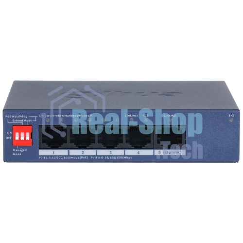 Коммутатор Dahua DH-CS4005-4GT-36 4-портовый гигабитный PoE с функцией облачного управления, 4xRJ45 1Gb, 1xRJ45 1Gb uplink, суммарно 40Вт