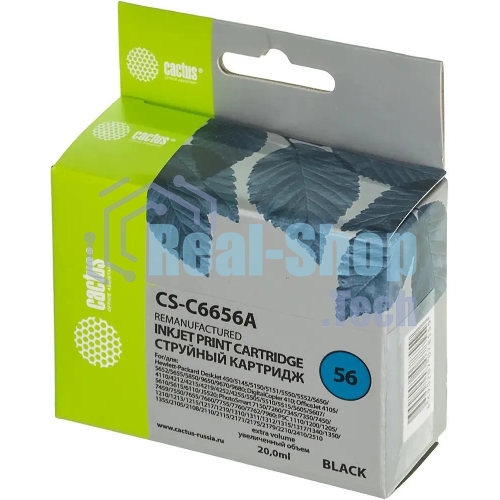Картридж струйный Cactus CS-C6656A №56 черный (20 мл) для HP DeskJet 450/5145/5150/5151/5550/5552