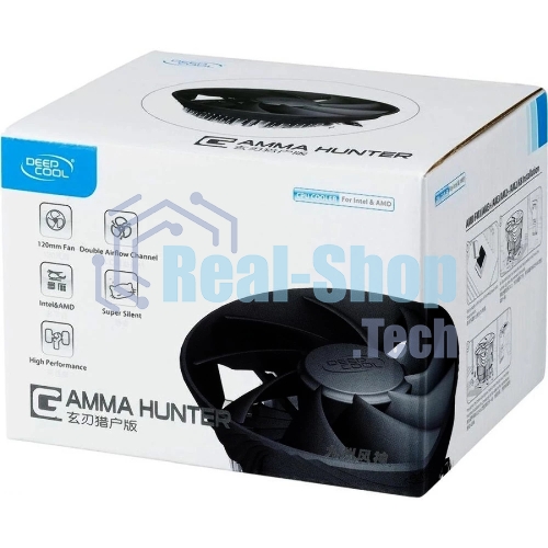 Кулер для процессора DEEPCOOL GAMMA HUNTER V2 черный/серебристый, 120 мм, алюминий, 1600 об/мин, 21 дБ, 3 pin, 95 Вт, 63.5 мм GAMMAHUNTER