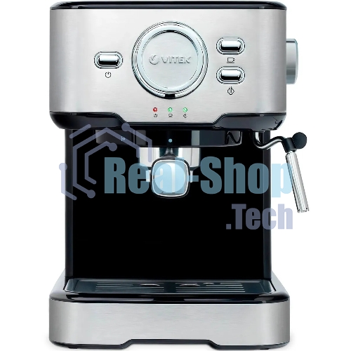 Кофеварка рожковая Vitek VT-1520 серебристый/черный, исп. кофе - молотый, 1.5 л, 850 Вт, 15 бар