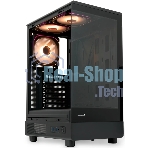 Компьютерный корпус HSPD F510, Panoramic Mid Tower, черный, TG, 0.5 SPCC, 3x120мм ARGb ATX, mATX, mITX 180/280/160мм 1x2.5