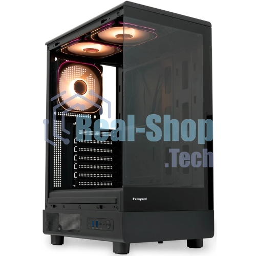 Компьютерный корпус HSPD F510, Panoramic Mid Tower, черный, TG, 0.5 SPCC, 3x120мм ARGb ATX, mATX, mITX 180/280/160мм 1x2.5
