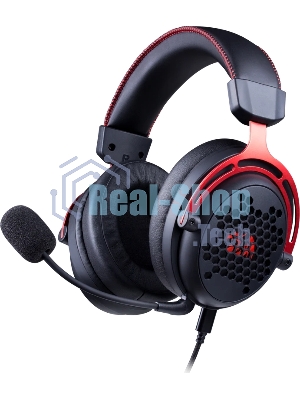 Гарнитура Redragon Diomedes чёрный/красный, проводная, USB / mini jack 3.5 мм
