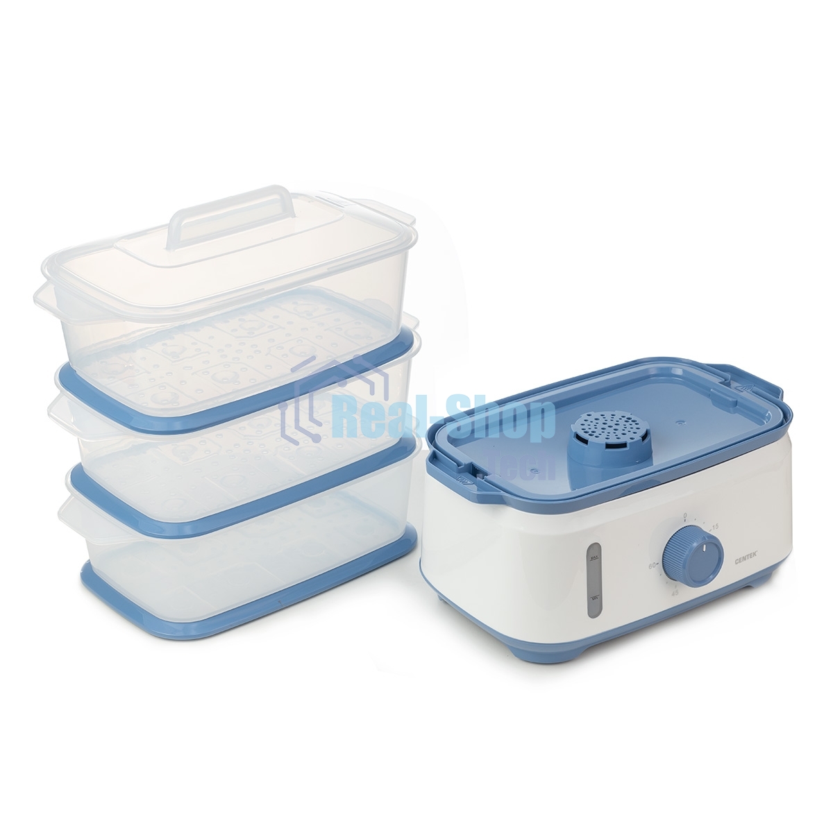 Пароварка Centek CT-1462 белый, 9 л, ярусы - 3, 1050 Вт, механическое