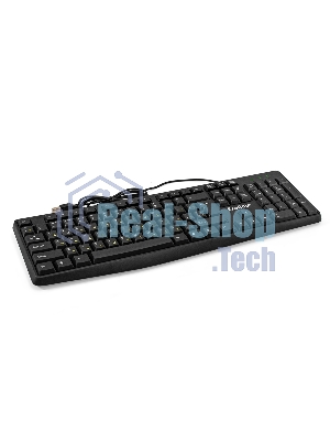 Клавиатура проводная ExeGate EX298364RUS Smart K120 (USB, полноразмерная, влагозащищенная, 104кл., Enter большой, длина кабеля 1,6м, черная, RTL)