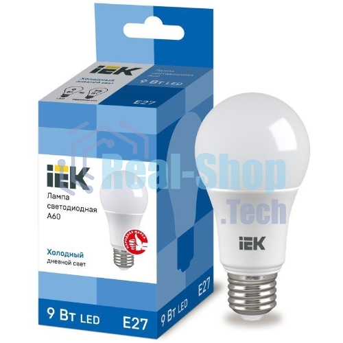 Лампа светодиодная IEK LLE-A60-9-230-65-E27 ECO A60 9 Вт грушевидная 230В 6500К E27
