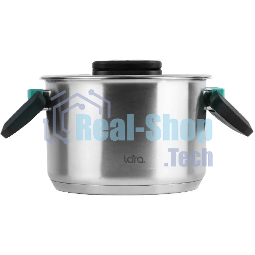 Кастрюля LARA LR02-245 Изумруд 6,4 л, нержавеющая сталь, с крышкой