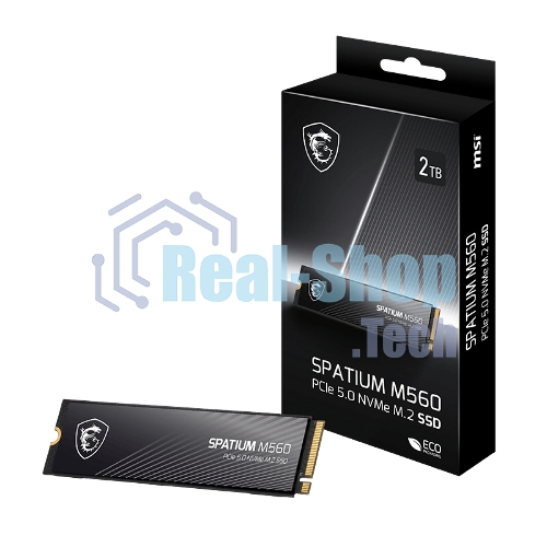Накопитель SSD MSI M.2 2280 2Tb SPATIUM M560 Client SSD S78-440Q940-P83, PCIe Gen4x4 with NVMe, 3D TLC, R/W 4900/4400