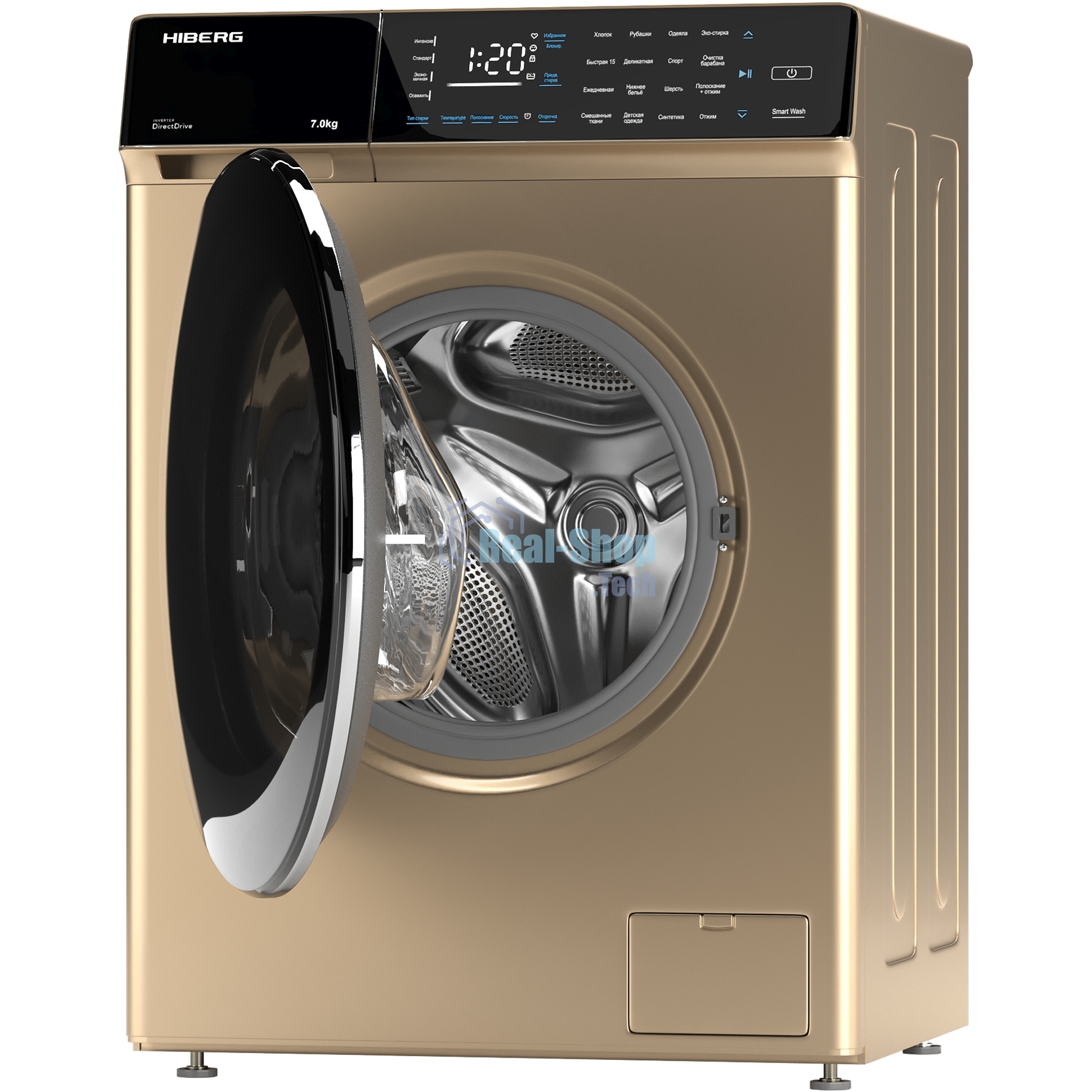 Стиральная машина HIBERG i-DDQ9 - 712 G золотистый, загр. фронтальная макс.: 7 кг 1200 об/мин класс: А+++