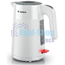Электрочайник Bosch TWK2M161 белый, 1.7 л, 2400 Вт, скрытый нагревательный элемент
