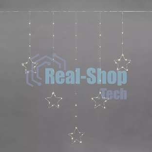 Гирлянда Neon-night светодиодный занавес из росы с фигурами звезд IP20 USB + пульт управления тепл. бел.