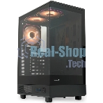 Компьютерный корпус HSPD F510, Panoramic Mid Tower, черный, TG, 0.5 SPCC, 3x120мм ARGb ATX, mATX, mITX 180/280/160мм 1x2.5