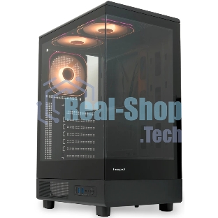 Компьютерный корпус HSPD F510, Panoramic Mid Tower, черный, TG, 0.5 SPCC, 3x120мм ARGb ATX, mATX, mITX 180/280/160мм 1x2.5