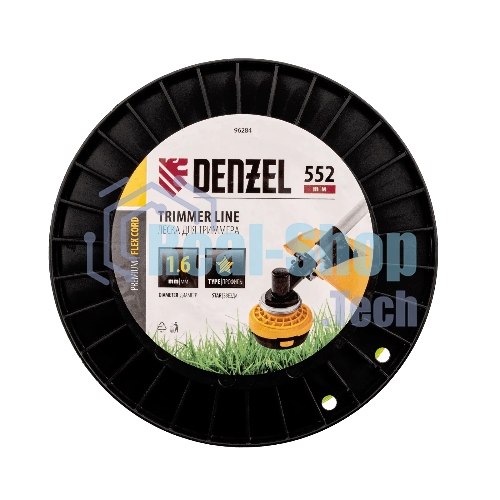 Леска для триммера Denzel звезда, 1,6мм х 552м, на DIN катушке FLEX CORD