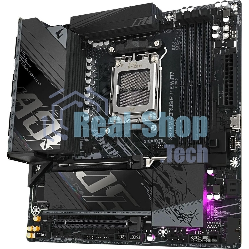 Материнская плата Gigabyte X870M AORUS ELITE WIFI7, AM5, AMD X870, 4xDDR5, 4xSATA, 4xM.2, 1xPCIe 5.0 x16, 1xPCIe 4.0 x4, 1xPCIe 3.0 x2, 1xHDMI, 2xUSB Type-C, 1x2.5Gb LAN, Wi-Fi 7, Bluetooth 5.4, 2xUSB-C USB4, 2xUSB-A 10Gbps, 4xUSB-A 5Gbps, 4xUSB-A 2.0, S/PDIF, 2x3.5 мм, 7.1, mATX