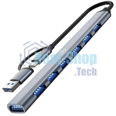 USB-концентратор Digma DHUB-7USB-AC-2.0, USB-C + USB-A, USB 2.0 7 портов, USB