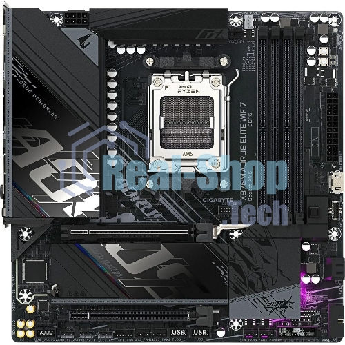 Материнская плата Gigabyte X870M AORUS ELITE WIFI7, AM5, AMD X870, 4xDDR5, 4xSATA, 4xM.2, 1xPCIe 5.0 x16, 1xPCIe 4.0 x4, 1xPCIe 3.0 x2, 1xHDMI, 2xUSB Type-C, 1x2.5Gb LAN, Wi-Fi 7, Bluetooth 5.4, 2xUSB-C USB4, 2xUSB-A 10Gbps, 4xUSB-A 5Gbps, 4xUSB-A 2.0, S/PDIF, 2x3.5 мм, 7.1, mATX