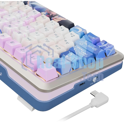 Клавиатура Redragon Flekact Pro гибридная, USB Type-A, Bluetooth, радиоканал, фиолетовый