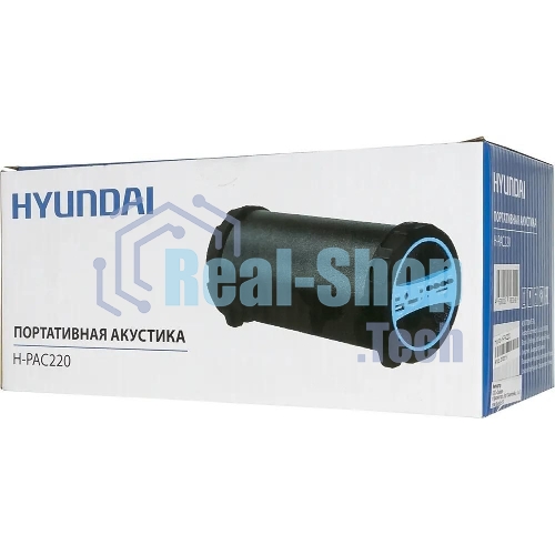 Колонка портативная Hyundai H-PAC220 черный/голубой 10W 1.0 BT/3.5Jack/USB