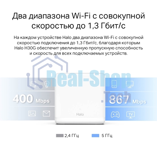 Бесшовный Mesh роутер Mercusys Halo H30G(2-pack) AC1300 10/100/1000BASE-TX