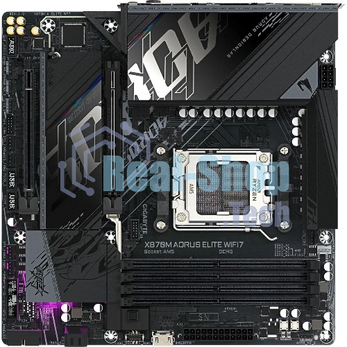 Материнская плата Gigabyte X870M AORUS ELITE WIFI7, AM5, AMD X870, 4xDDR5, 4xSATA, 4xM.2, 1xPCIe 5.0 x16, 1xPCIe 4.0 x4, 1xPCIe 3.0 x2, 1xHDMI, 2xUSB Type-C, 1x2.5Gb LAN, Wi-Fi 7, Bluetooth 5.4, 2xUSB-C USB4, 2xUSB-A 10Gbps, 4xUSB-A 5Gbps, 4xUSB-A 2.0, S/PDIF, 2x3.5 мм, 7.1, mATX