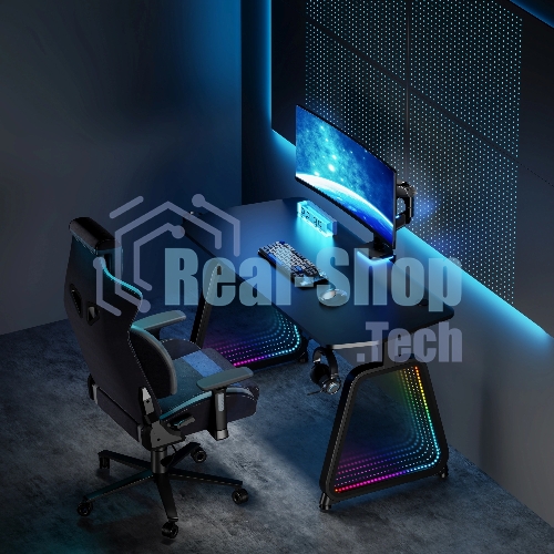Стол игровой Cactus CS-GMD-BK-RGb столешница МДФ, черный каркас черный 136x60x75 см
