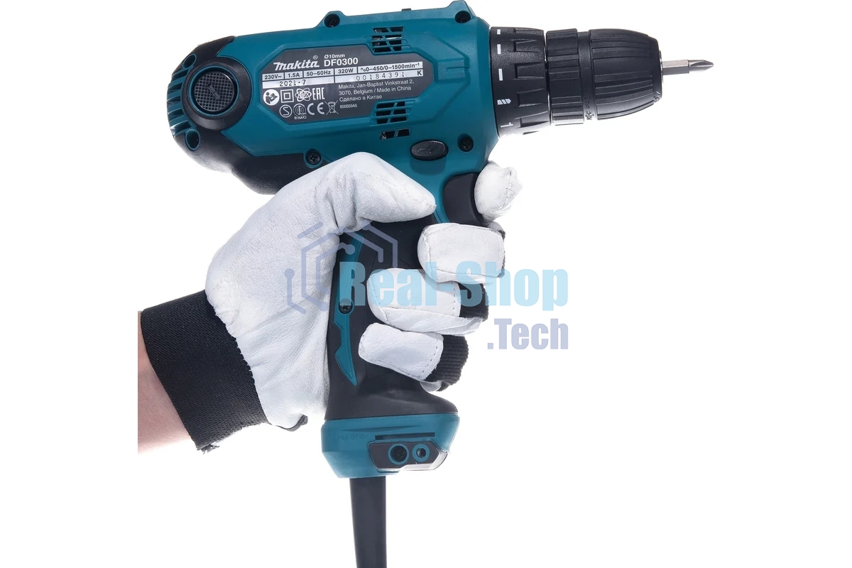 Дрель Makita DF0300 320Вт,БЗП-10мм,0-450\0-1500об\м,1.2кг,кор