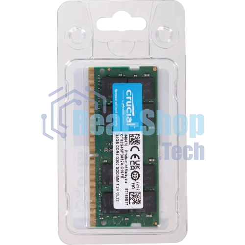 Оперативная память Crucial, DDR4, 32Gb (1x32 Gb), 3200 MHz, CL22, SO-DIMM, OEM