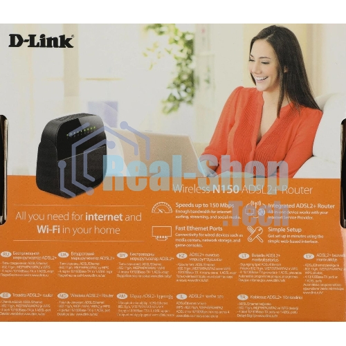 Роутер беспроводной D-Link DSL-2640U/R1A ADSL2+ черный (Annex A)