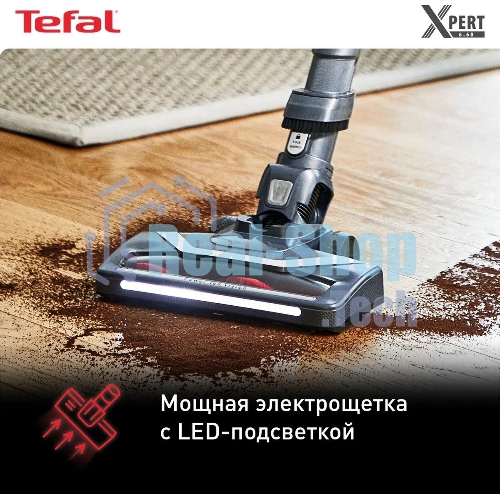 Пылесос вертикальный Tefal TY6838WO серый/фиолетовый, питание от аккумулятора, 100 Вт, уборка сухая, пылесборник 0.55 л