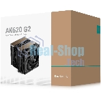Кулер для процессора DEEPCOOL AK620 G2 LGA1851/1700/1200/115X/AM5/AM4 (8шт/кор, TDP 260W, PWM, DUAL Fan 120мм, 6 тепл. трубок, Copper Base, Wood-grain top cover, черный) RET (R-AK620G2-BKNNMN-GJD)
