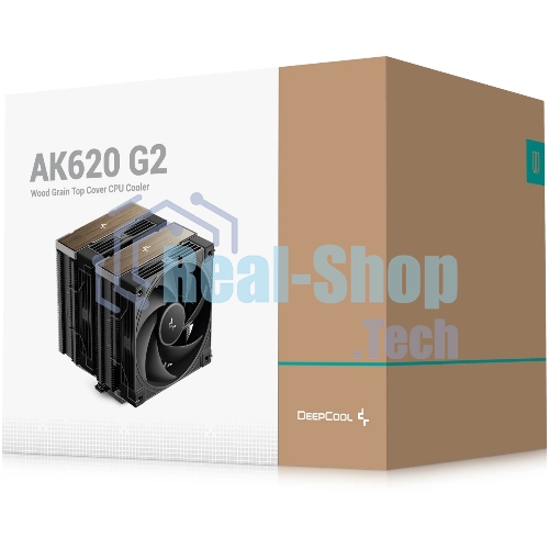 Кулер для процессора DEEPCOOL AK620 G2 LGA1851/1700/1200/115X/AM5/AM4 (8шт/кор, TDP 260W, PWM, DUAL Fan 120мм, 6 тепл. трубок, Copper Base, Wood-grain top cover, черный) RET (R-AK620G2-BKNNMN-GJD)