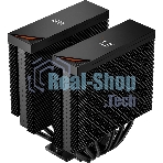 Кулер для процессора PCCooler RT620 Digital BK (250W, 4-pin PWM, LED temp., 157mm, 6x6mm, 2x120мм, 73.32CFM, 34.9dBA, 2200RPM, S: 1851/1700/1200/115X, AM5/AM4, черный)