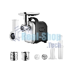 Мясорубка электрическая BRAYER 1602BR черный, 2000 Вт, 2.0 кг/мин, реверс, защита от перегрузки, металлический лоток, насадки - 5
