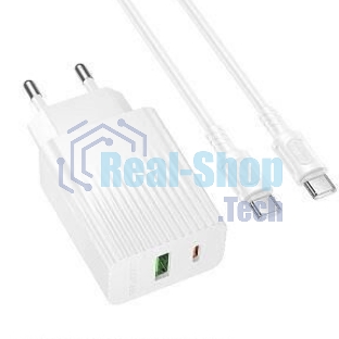 Сетевое зарядное устройство BOROFONE (6941991122927) BAS76Aaa 1USB+1Type-C 3.0A QC3.0 PD30W для Type-C Type-C White