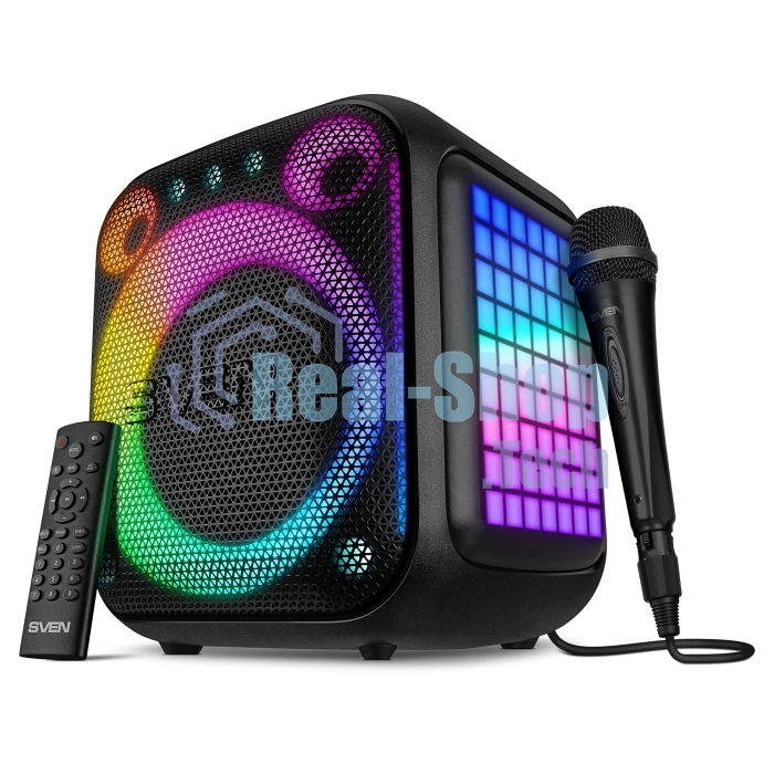 Портативная колонка SVEN PS-880, черный, 1.0, 110 Вт (RMS), Bluetooth, FM, USB, microSD, LED-дисплей, аккумулятор