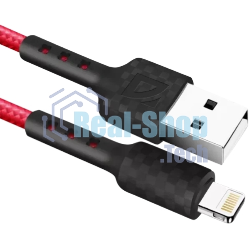 Кабель USB Defender F181 Lightning 1м, 2.4А, нейлон, пакет 1