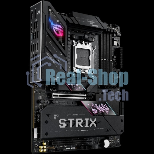 Материнская плата ASUS ROG STRIX B850-E GAMING WIFI, AM5, AMD B850, 4xDDR5, 4xSATA, 5xM.2, 1xPCI-E 5.0 x16, 1xPCI-E 4.0 x16, 1xRealtek 5Gb Ethernet, 1xUSB-C 4, 1xUSB-C 20Gbps, 6xUSB-A 10Gbps, 4xUSB-A 2.0, 3x3.5 мм, 7.1, ATX
