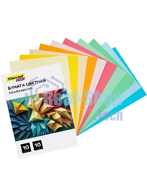Бумага цветная Silwerhof тонир. 10 л. 10цв. A4 CREATE 80г/м2 папка
