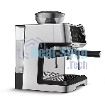 Кофеварка рожковая BQ CM5002 серебристый/черный, исп. кофе - зерновой/молотый, 2,8 л, 2400 Вт, 19 бар