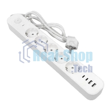 Удлинитель EKF UBA-LUX-515-TC 5х1.5 м IP20 2USB 2.4А+2type-C LUX 1.5 кв.мм